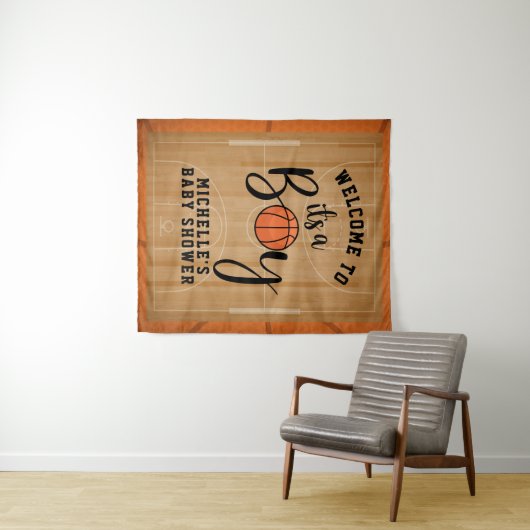 Basketball Babydusche Hintergrund Wandteppich (Beispiel (Horizontal))