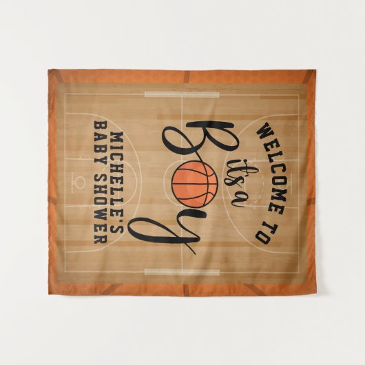 Basketball Babydusche Hintergrund Wandteppich (Vorderseite (Horizontal))