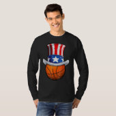 Basketball Ball 4th Of July Uncle Sam American Fla T-Shirt (Vorne ganz)