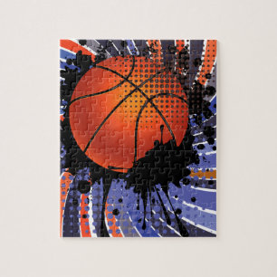 Basketball-Ball auf Strahln-Hintergrund 2 Puzzle