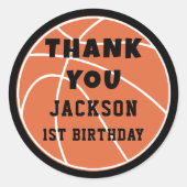 Basketball Ball Birthday Classic Round Sticker (Vorderseite)
