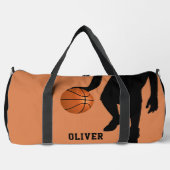 Basketball Ball Black Player Silhouette Name Kinde Duffle Bag (Vorderseite)