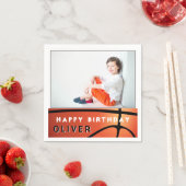 Basketball Ball Boy Birthday Foto Party Serviette (Beispiel)