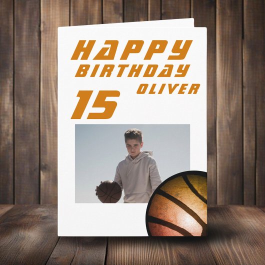 Basketball Ball Boy Foto Happy Birthday Karte