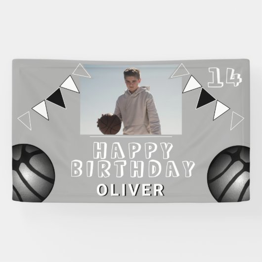Basketball Ball Bunting Flags Foto Geburtstag Banner (Horizontal)
