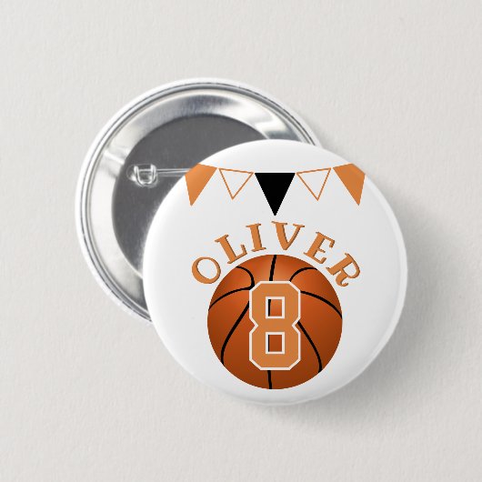 Basketball Ball Bunting Flags Kindergeburtstag Button (Vorne & Hinten)