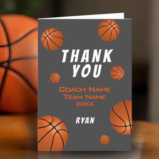 Basketball Ball Danke, Coach Card Dankeskarte