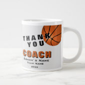 Basketball Ball Danke Trainer Jumbo-Tasse (Rechts)