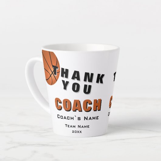 Basketball Ball Danke Trainer  Milchtasse (Linke Ecke)