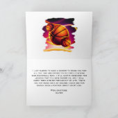 Basketball Ball Foto Danke Coach Card (Innenseite)