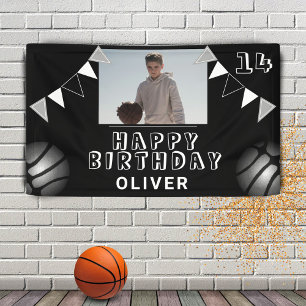 Basketball Ball Girlanden-Flaggen Schwarz Foto Geb Banner