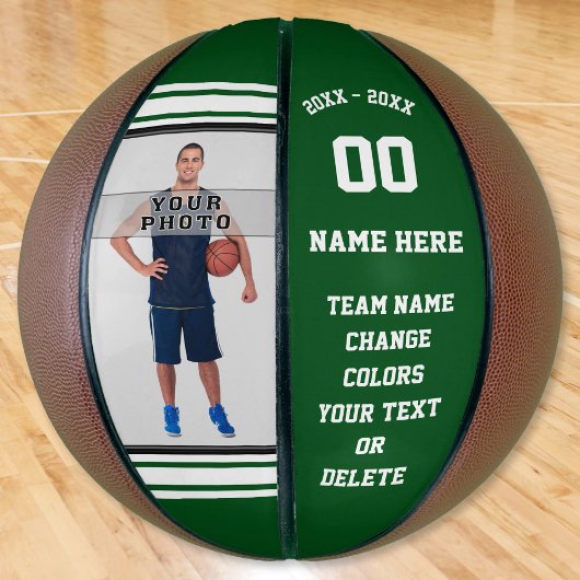 Basketball-Ball, grün und weiß, Personalisiertes F Basketball