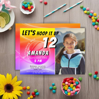 Basketball Ball Hoop it up Sports Foto Geburtstag Einladung