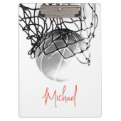 Basketball-Ball in Schwarz und Weiß - Ihr Name Klemmbrett (Vorderseite)