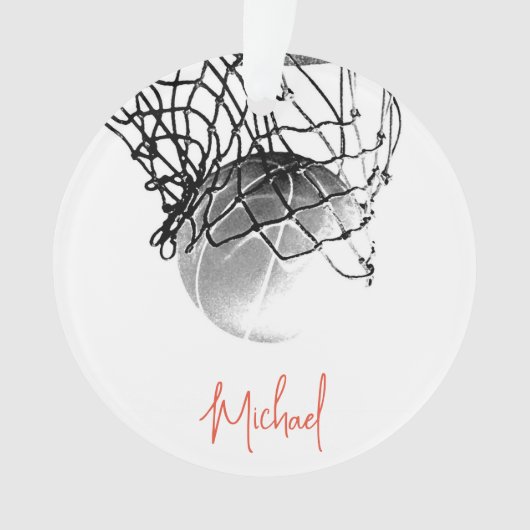 Basketball-Ball in Schwarz und Weiß - Ihr Name Ornament (Vorderseite)