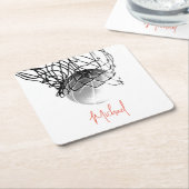 Basketball-Ball in Schwarz und Weiß - Ihr Name Rechteckiger Pappuntersetzer (angewinkelt)