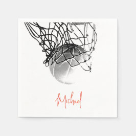 Basketball-Ball in Schwarz und Weiß - Ihr Name Serviette