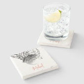 Basketball-Ball in Schwarz und Weiß - Ihr Name Steinuntersetzer (Seitenansicht)