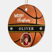 Basketball Ball Individuelle Name Frohe Weihnachte Keramik Ornament (Links)
