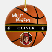 Basketball Ball Individuelle Name Frohe Weihnachte Keramik Ornament (Hinten)