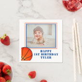 Basketball Ball Kinder Foto Geburtstag Serviette (Beispiel)
