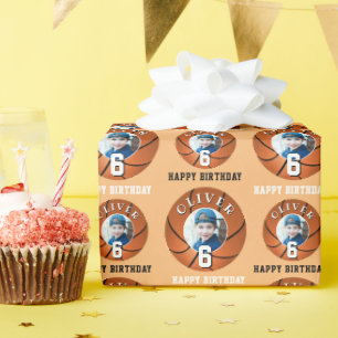 Basketball Ball Kinder Happy Birthday Alter Foto Geschenkpapier