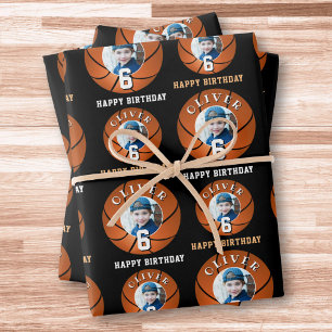 Basketball Ball Kinder Happy Birthday Alter Foto Geschenkpapier Set