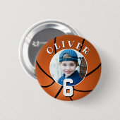 Basketball Ball Kindergeburtstag Age Foto Button (Vorne & Hinten)