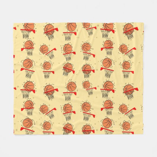 Basketball - Ball & Korb Nahtloses Muster Fleecedecke (Vorderseite (Horizontal))