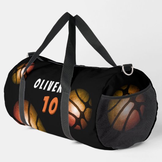Basketball Ball Metallic Spielernummer Duffle Bag (Rechte Ecke)