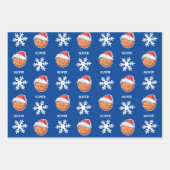 Basketball Ball mit Roter Weihnachtsmannmütze Snow Geschenkpapier Set (Vorderseite 2)
