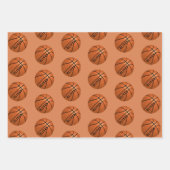 Basketball Ball Muster Kinder Geburtsname Geschenkpapier Set (Vorderseite 2)