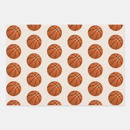 Basketball Ball Muster Kinder Geburtsname Geschenkpapier Set (Vorderseite 2)