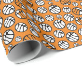 Basketball Ball Muster Orange Name Geschenkpapier (Rolleneckpunkt)