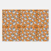 Basketball Ball Muster Orange Name Geschenkpapier Set (Vorderseite 2)