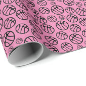 Basketball Ball Muster rosa Name Geschenkpapier (Rolleneckpunkt)