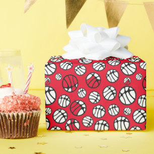 Basketball Ball Muster Roter Name Geschenkpapier