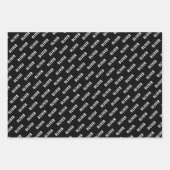 Basketball Ball Muster Schwarz-Weiß-Name Geschenkpapier Set (Vorderseite)