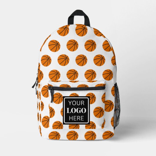 Basketball-Ball-Muster Team-Schule Logo Modern Bedruckter Rucksack (Vorderseite)
