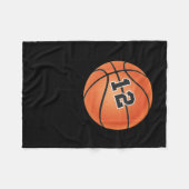 Basketball-Ball Nummer 12 Fleecedecke (Vorderseite (Horizontal))