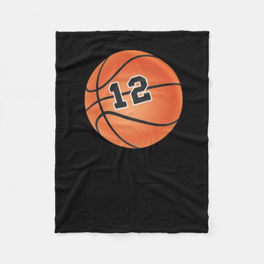 Basketball-Ball Nummer 12 Fleecedecke (Vorderseite)