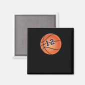 Basketball-Ball Nummer 12 Magnet (Vorderseite/Rückseite)