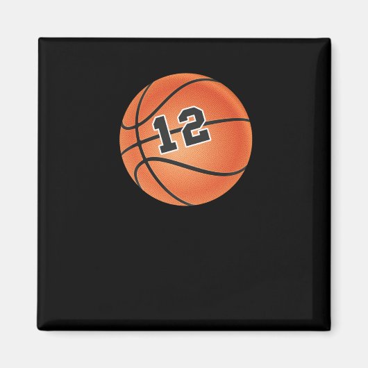 Basketball-Ball Nummer 12 Magnet (Vorne)