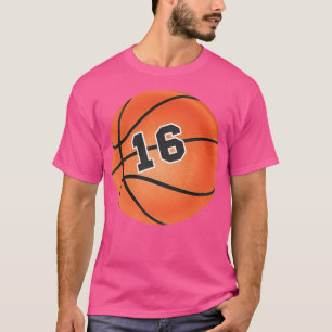 Basketball Ball Nummer 16 Sechzehn T-Shirt