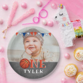 Basketball Ball ONE Chalkboard Foto 1. Geburtstag Pappteller (Party)