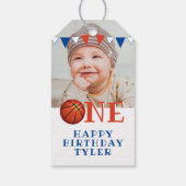 Basketball Ball ONE Foto 1. Geburtstag Geschenkanhänger (Rückseite)
