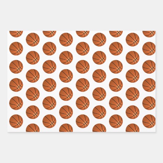 Basketball Ball Pattern Kinder Geburtsname Wrappin Geschenkpapier Set (Vorderseite 3)