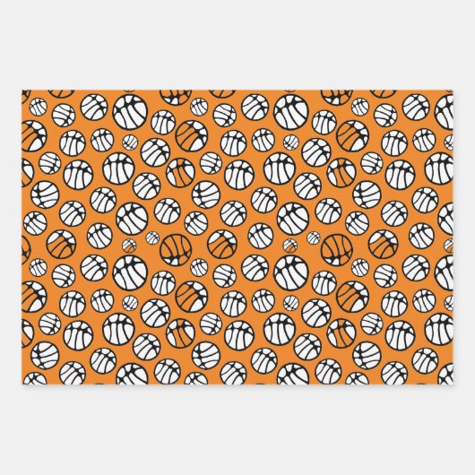 Basketball Ball Pattern Orange Name  Geschenkpapier Set (Vorderseite 2)
