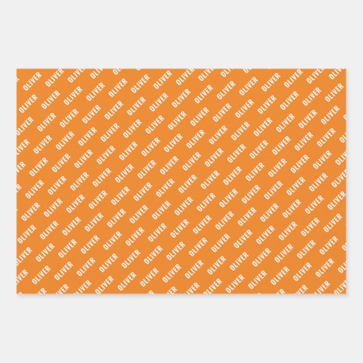 Basketball Ball Pattern Orange Name Geschenkpapier Set (Vorderseite)