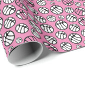 Basketball Ball Pattern Pink Name Geschenkpapier (Rolleneckpunkt)